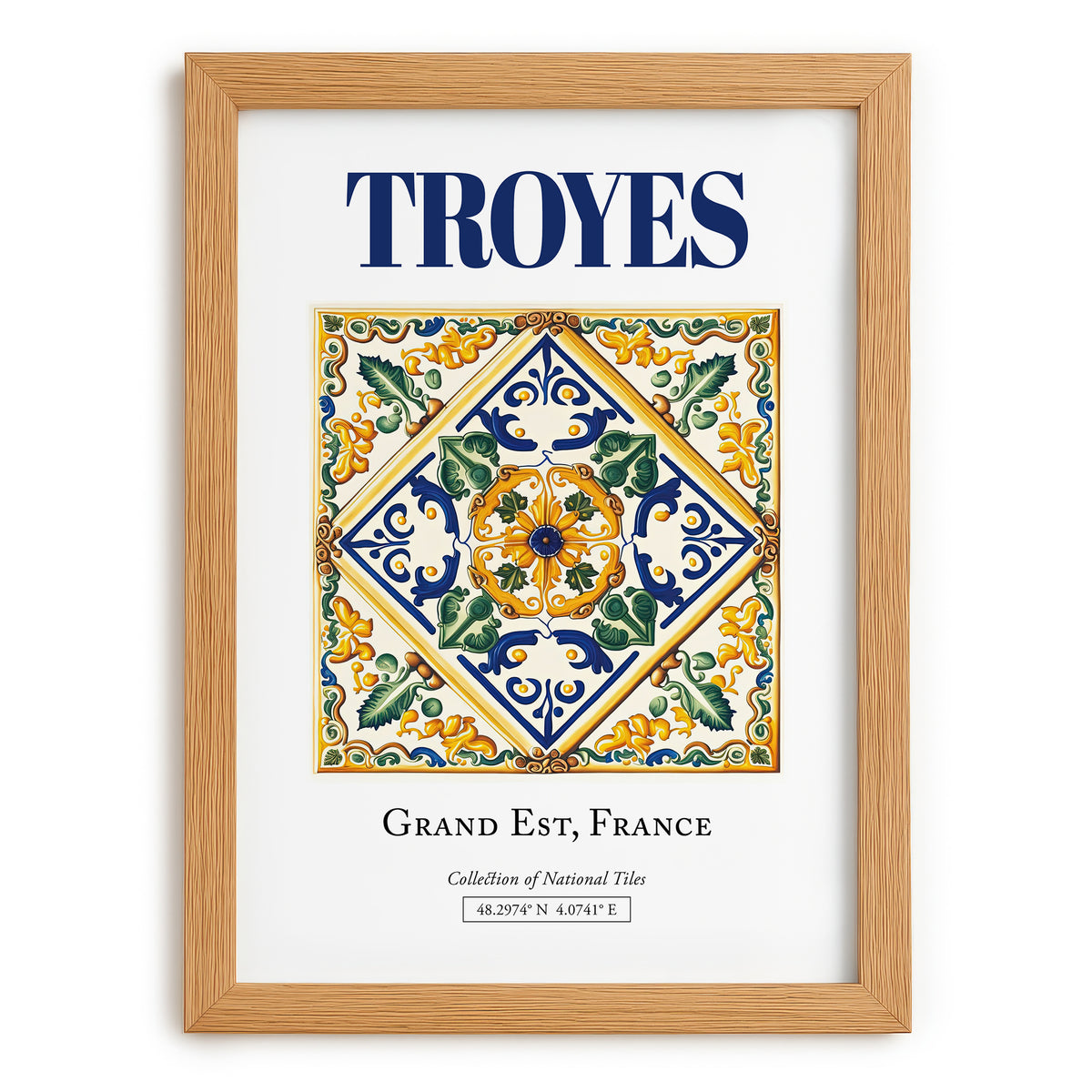 Troyes, France – Travel Print, set in oak frame