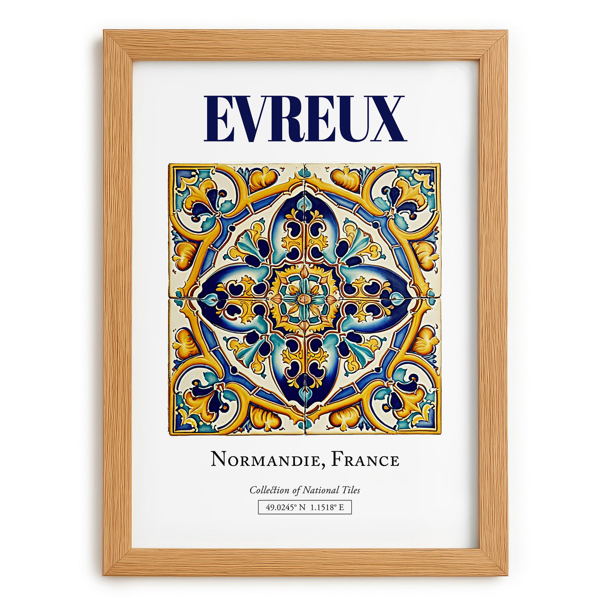 Evreux, France – Travel Print, set in oak frame