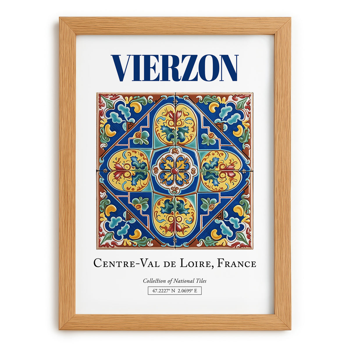 Vierzon, France – Travel Print, set in oak frame