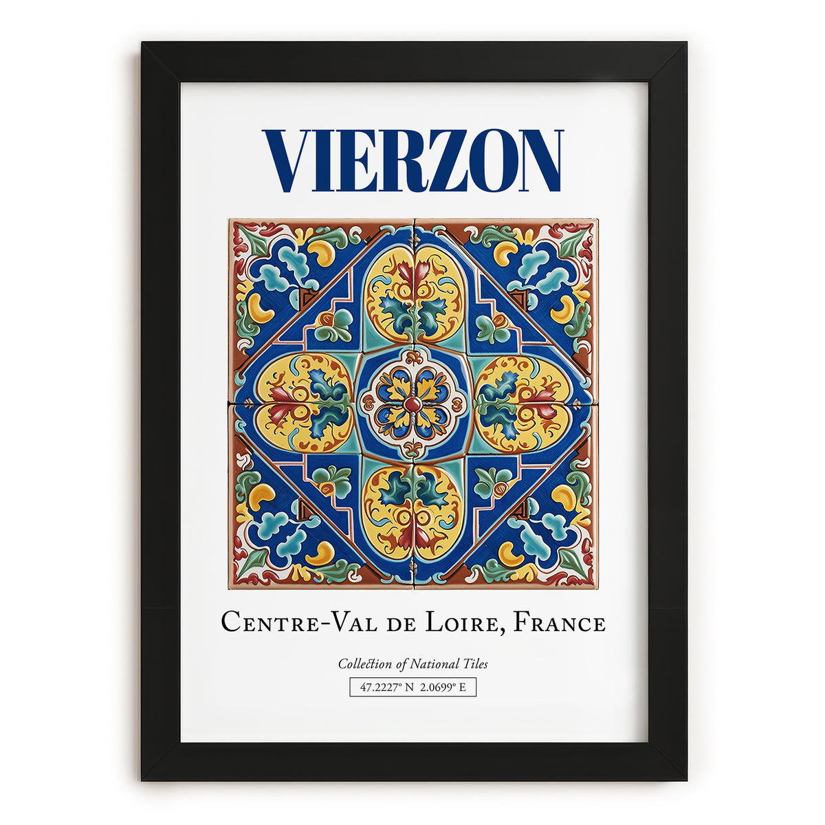 Vierzon, France – Travel Print, in sleek black frame
