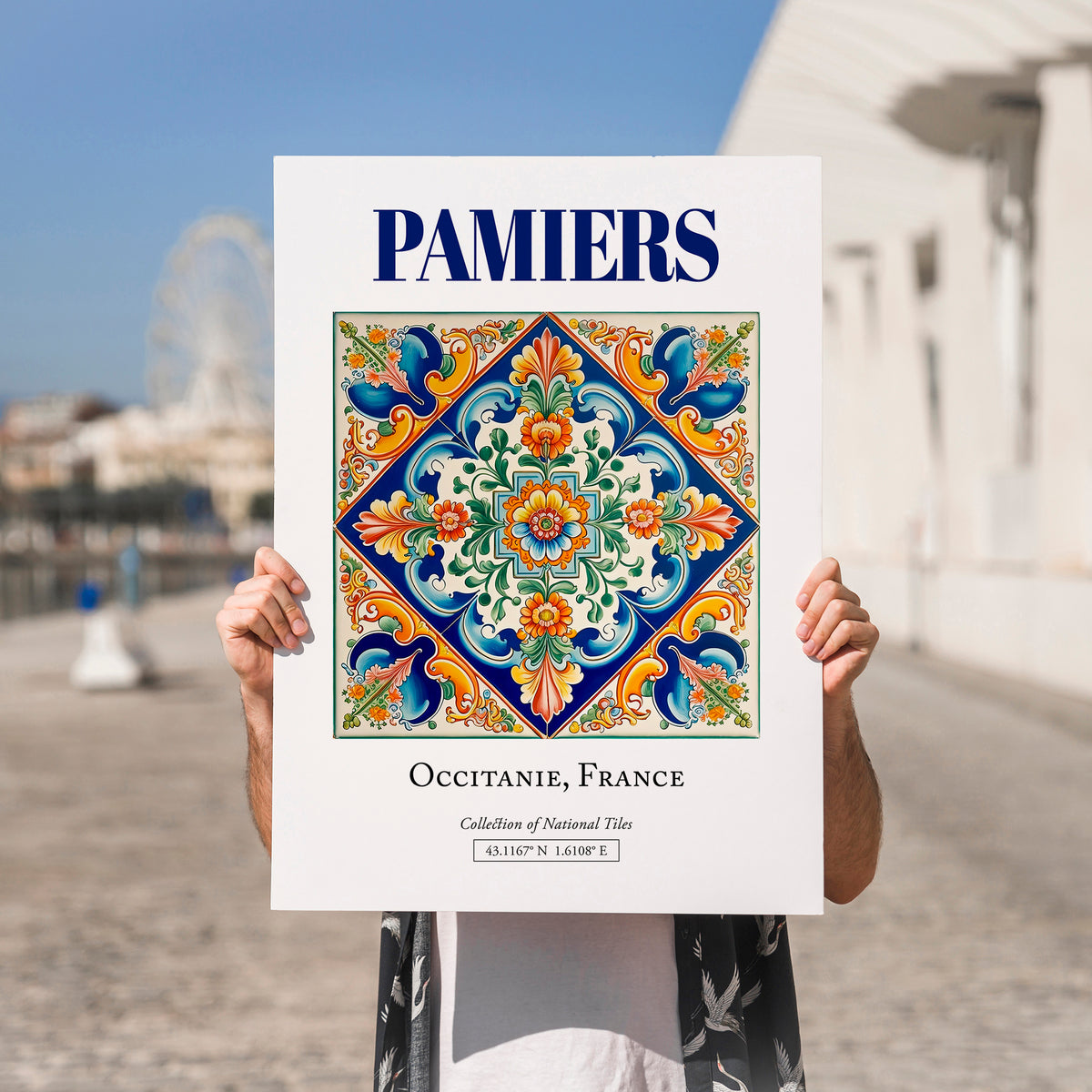 Pamiers, France – Travel Wall Decor, no-text version framed in wood
