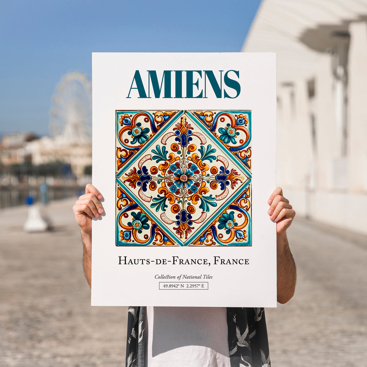 Amiens, France – Travel Print, no-text version framed in wood