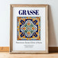 Grasse, France – Tourist Destination Poster, in wooden frame leaning on the floor