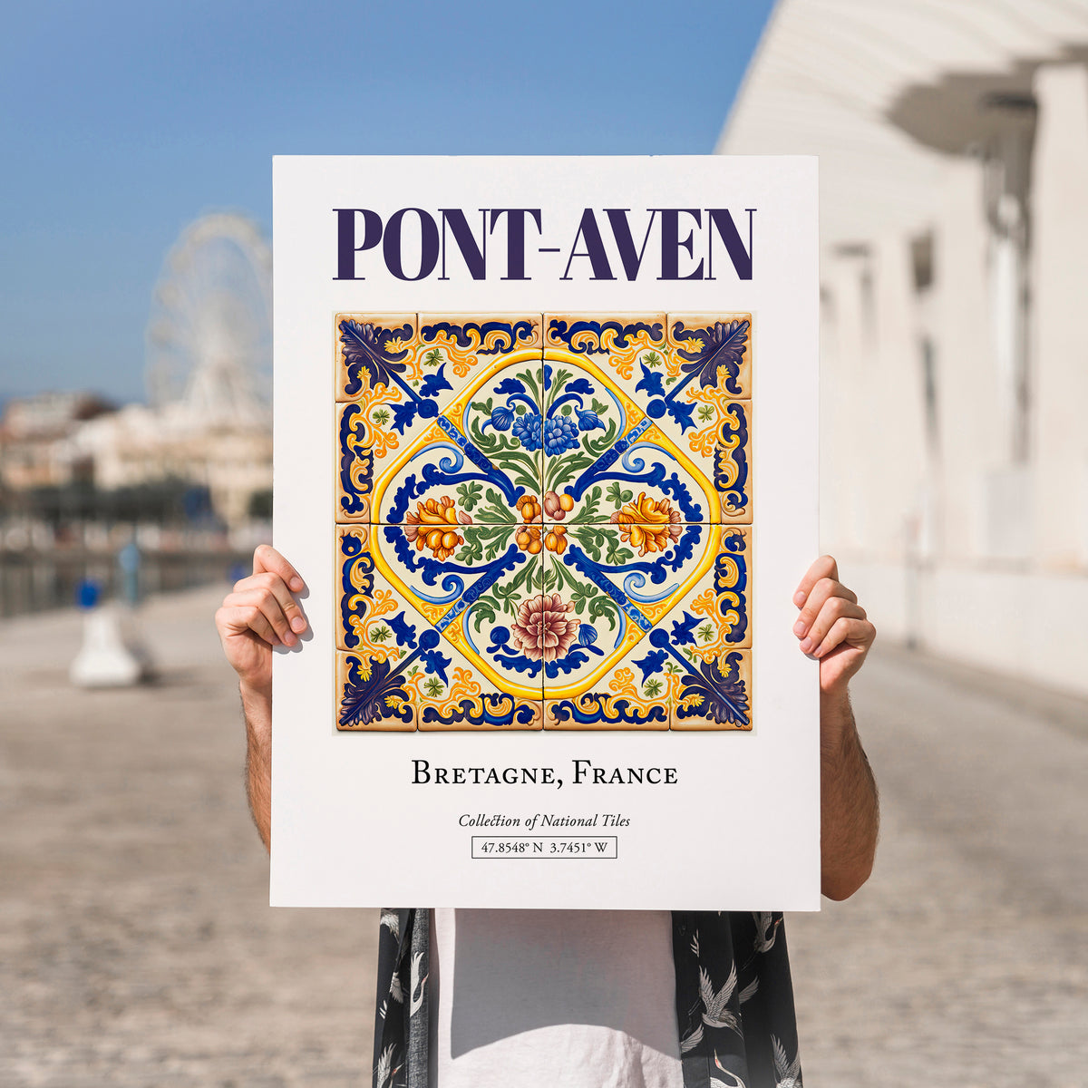 Pont-Aven, France – Travel Wall Art, no-text version framed in wood