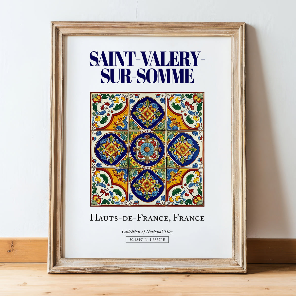 Saint-Valery-sur-Somme, France – Cultural Heritage Wall Art, in wooden frame leaning on the floor