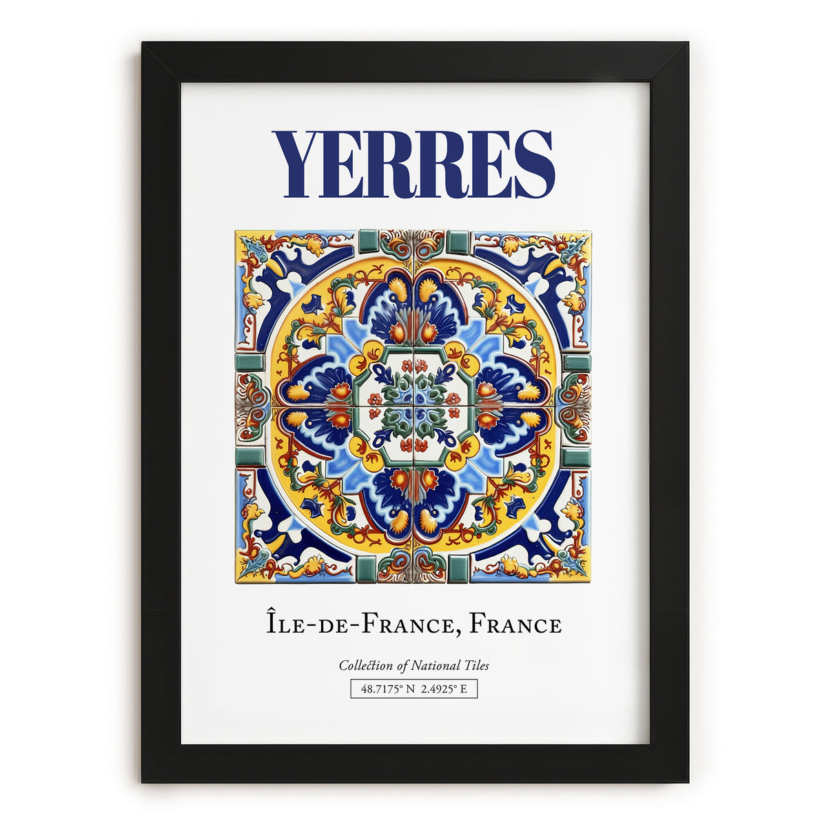 Yerres, France – Travel Poster, in sleek black frame