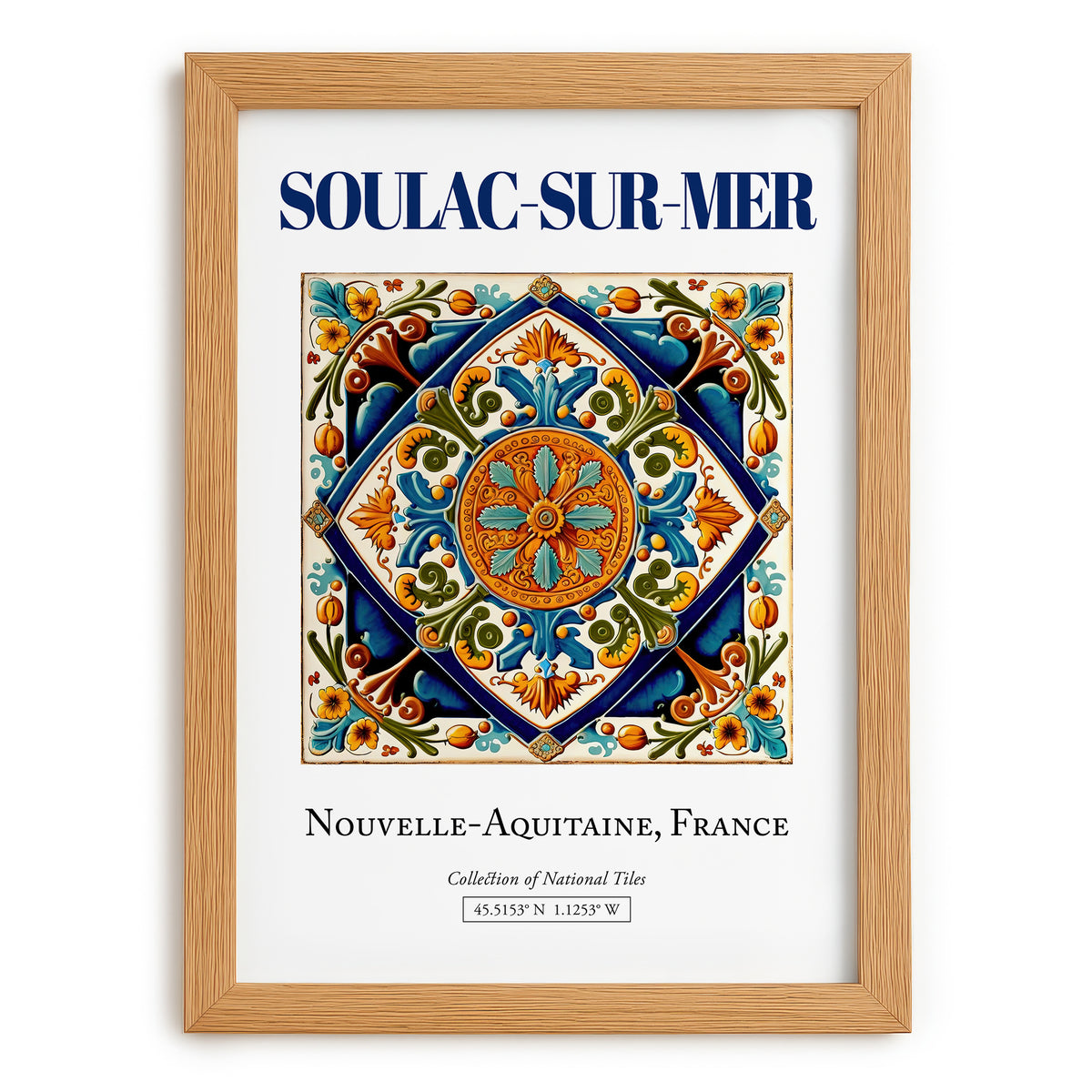 Soulac-sur-Mer, France – Travel Wall Decor, set in oak frame