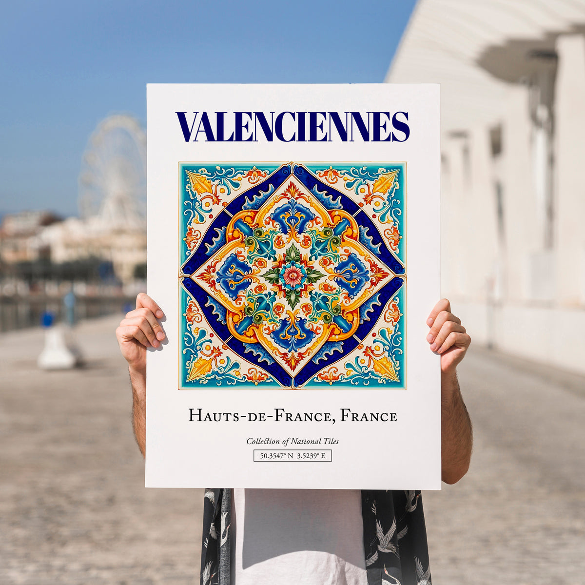 Valenciennes, France – World Heritage Travel Poster, no-text version framed in wood