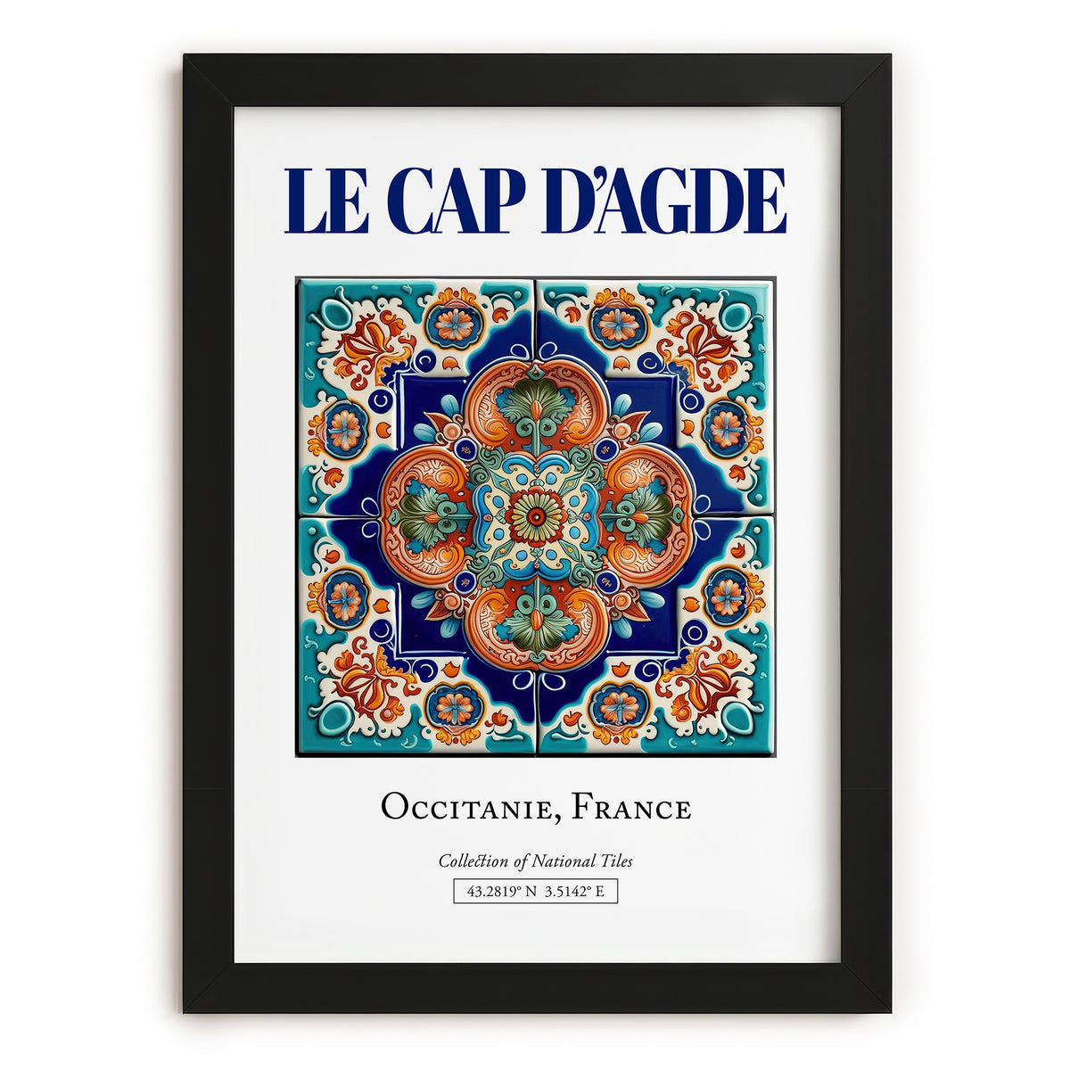 Le Cap d'Agde, France – Travel Poster, in sleek black frame