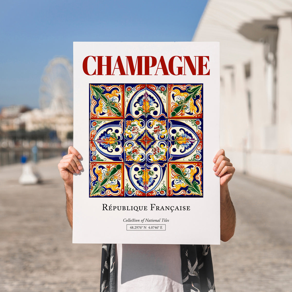 Champagne, France – Travel Poster, no-text version framed in wood