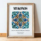 Mykonos, Greece – Travel Wall Decor, in wooden frame leaning on the floor