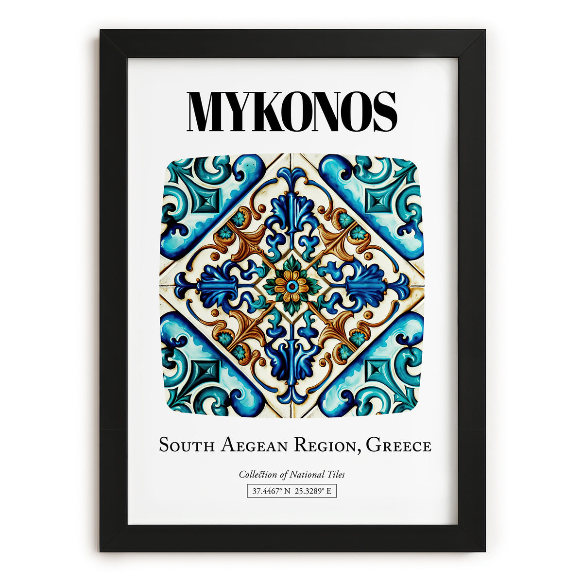 Mykonos, Greece – Travel Wall Decor, in sleek black frame