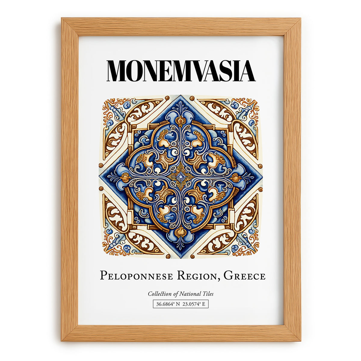 Monemvasia, Greece – Travel Wall Decor, set in oak frame