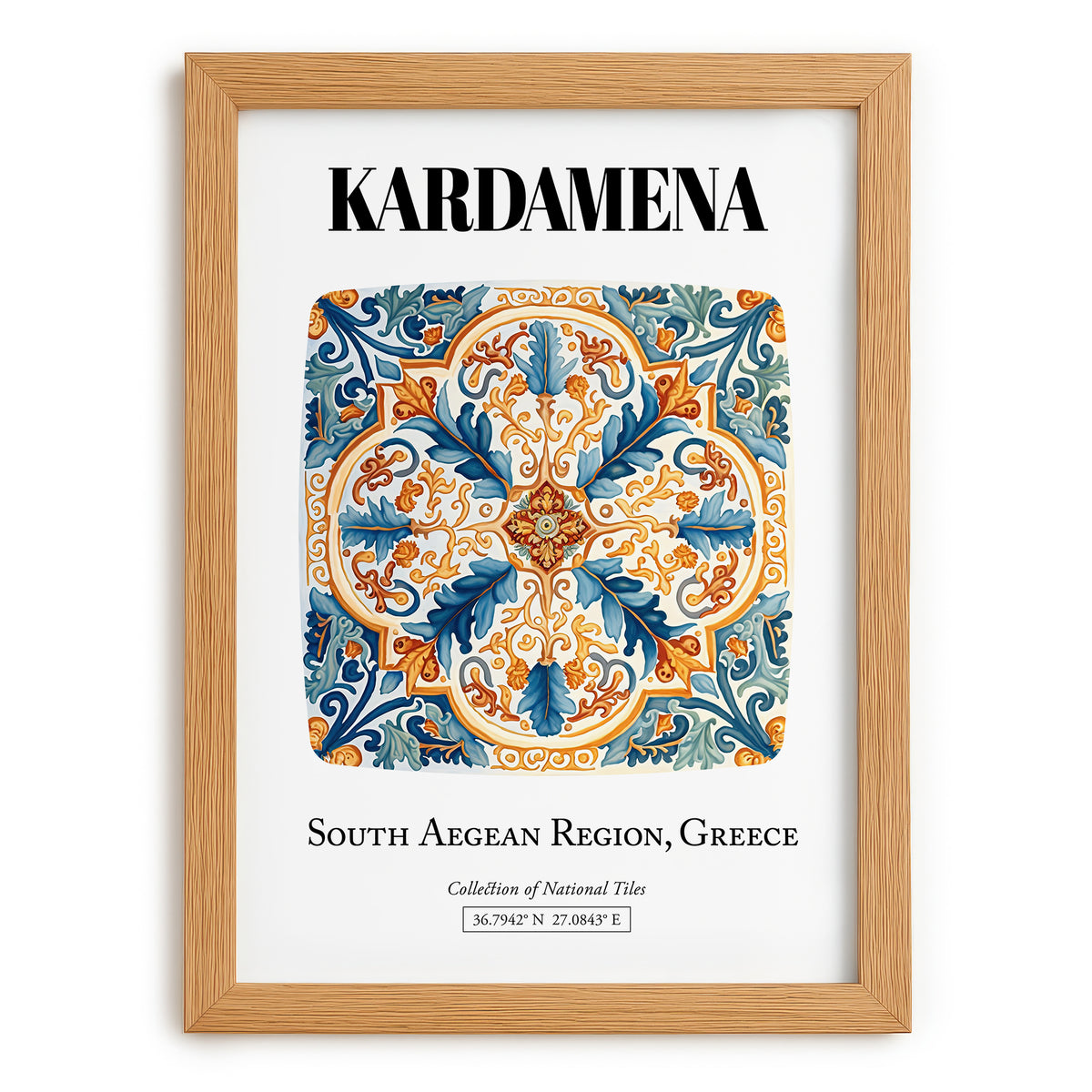 Kardamena, Greece – Global Cities Wall Print, set in oak frame