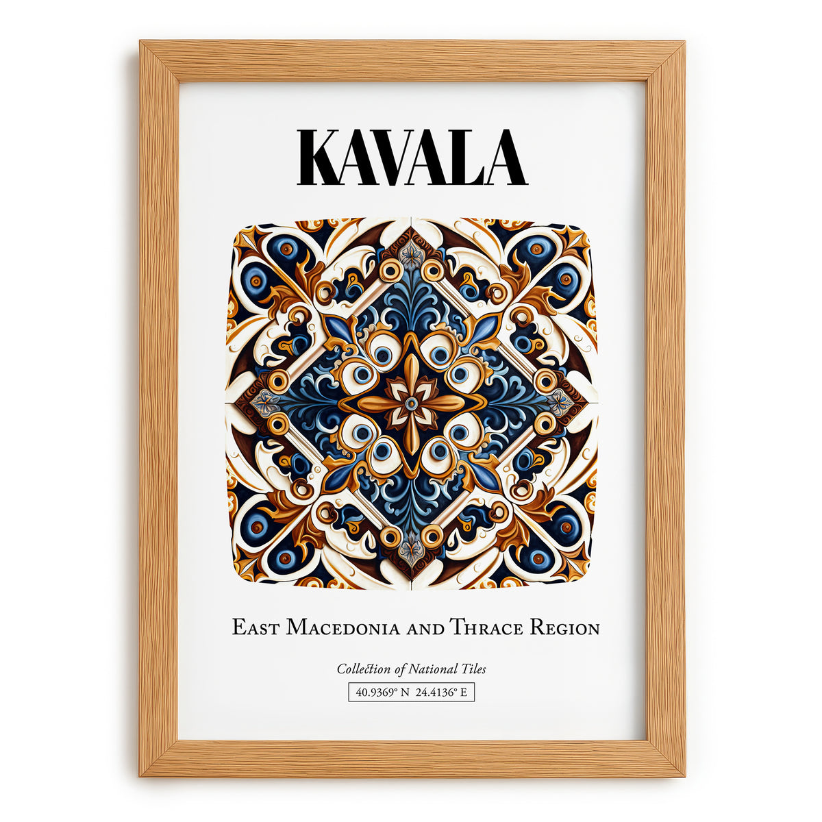 Kavala, Greece – Travel Print, set in oak frame