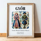 Győr, Hungary – Travel Poster, in wooden frame leaning on the floor