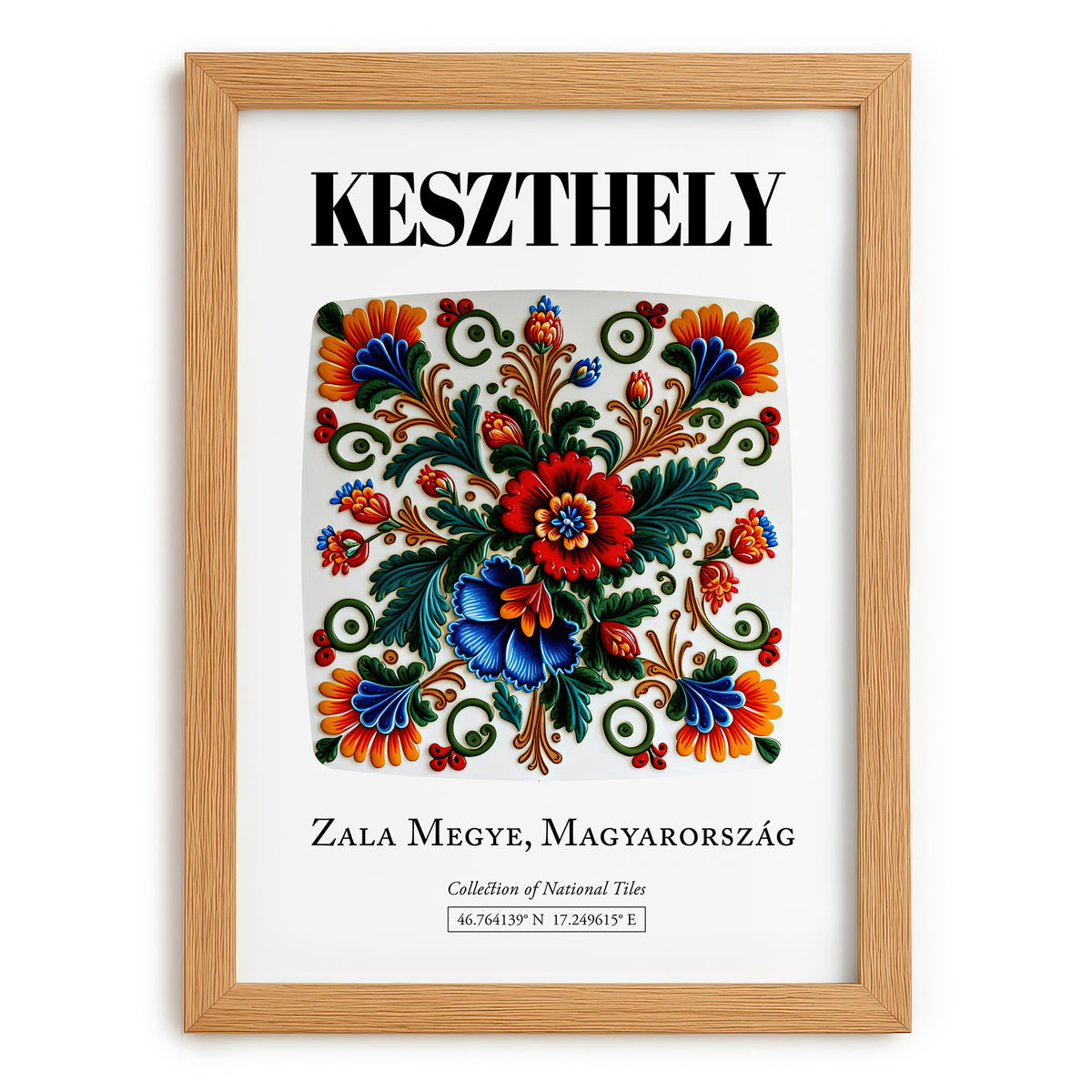 Keszthely, Hungary – Away From Home Poster, set in oak frame
