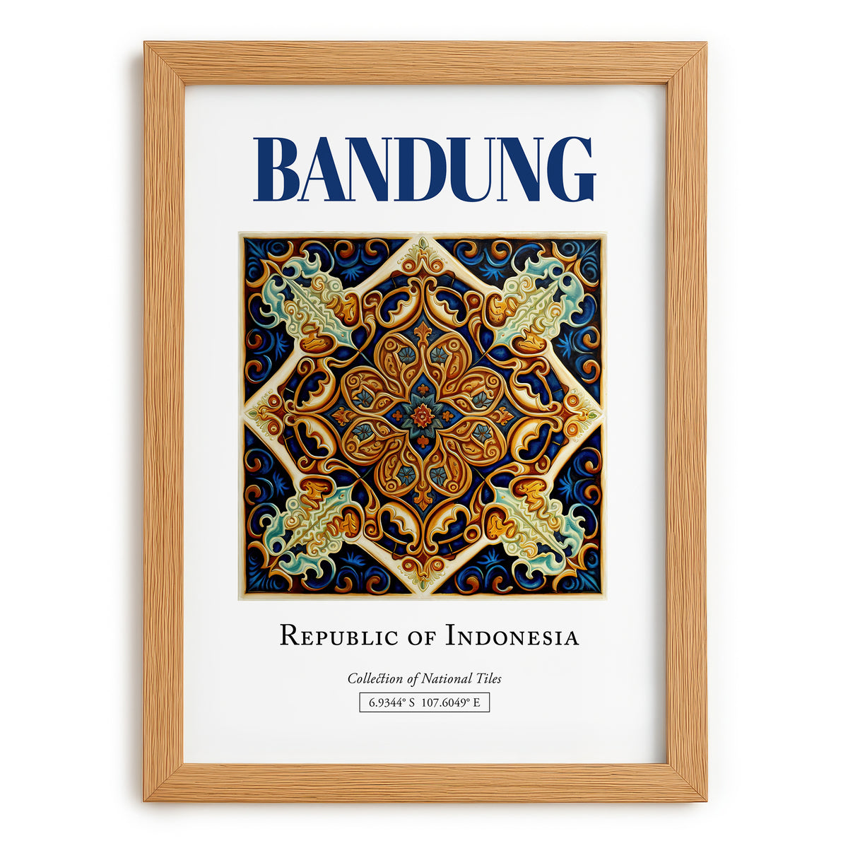 Bandung, Indonesia – Travel Poster, set in oak frame