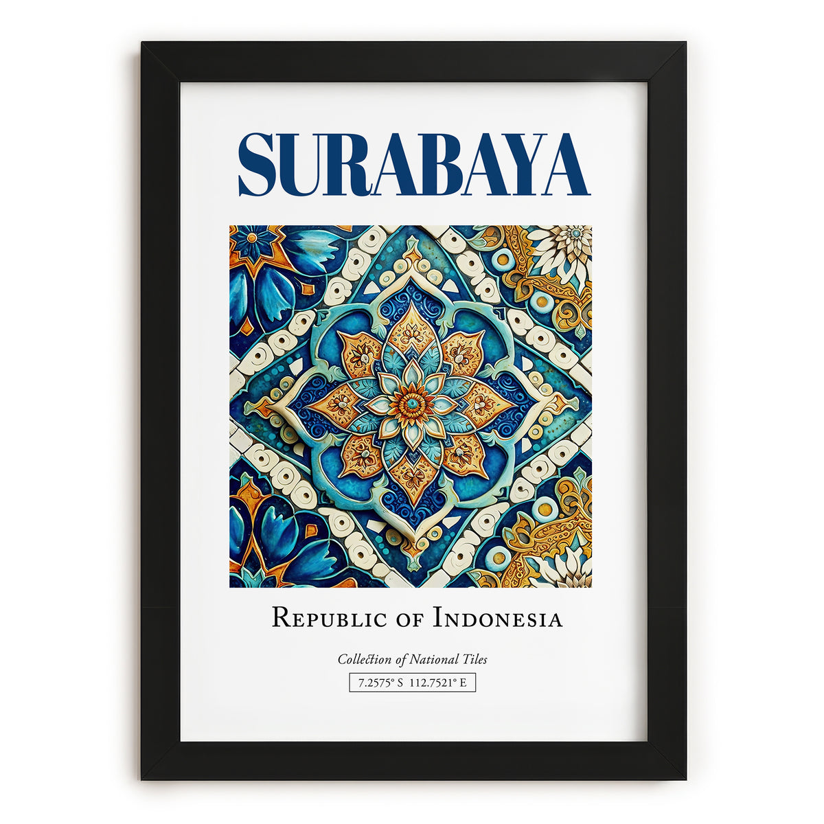 Surabaya, Indonesia – Travel Poster, in sleek black frame