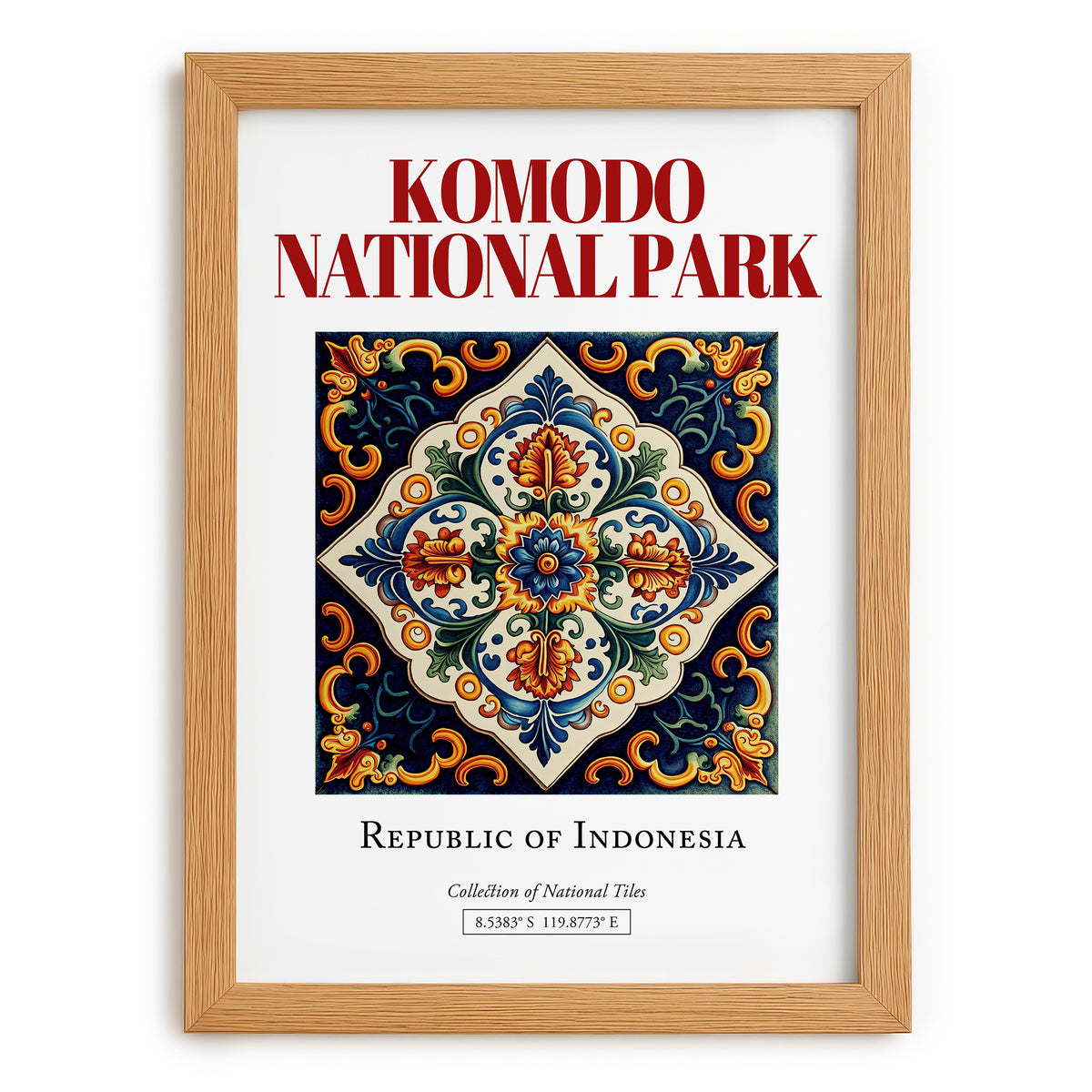 Komodo National Park, Indonesia – Travel Print, set in oak frame