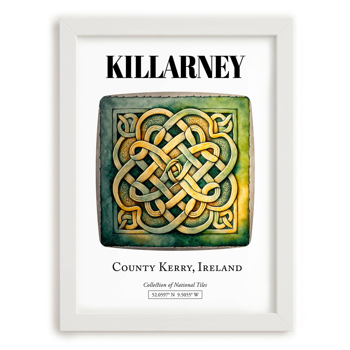 Killarney, Ireland – Illustrated Travel Poster, placed in minimal white frame