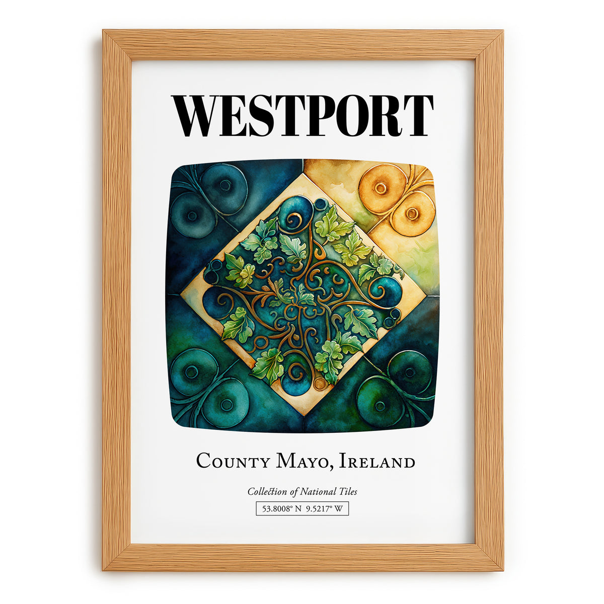 Westport, Ireland – Travel Wall Art, set in oak frame
