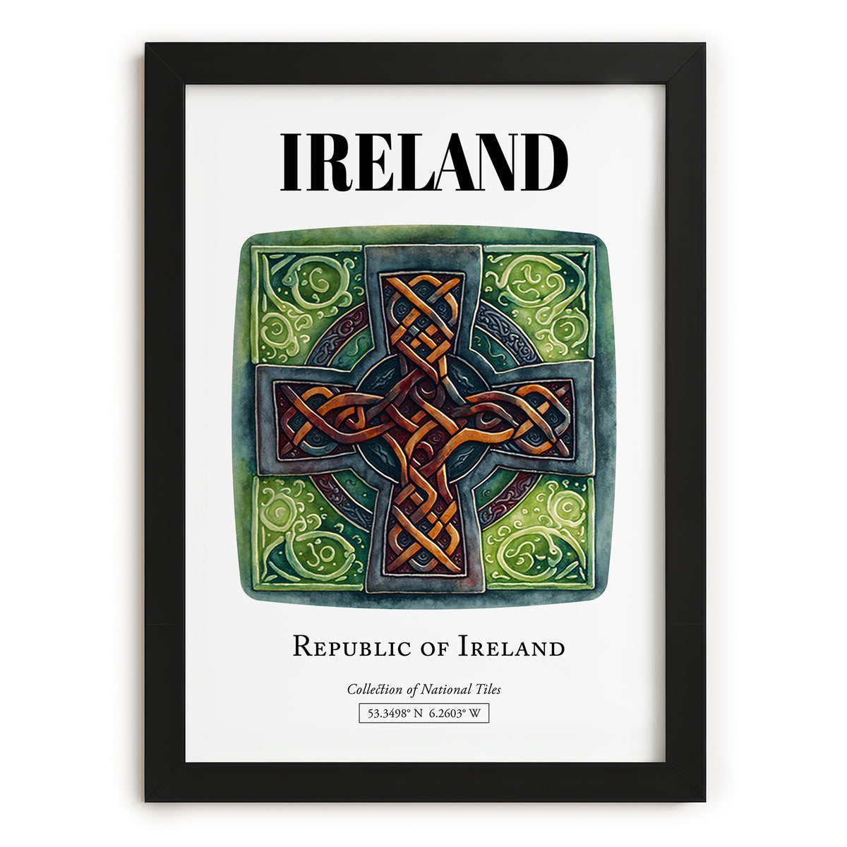 Ireland, Ireland – Travel Poster, in sleek black frame