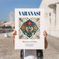 Varanasi, India – Minimalist Travel Print, no-text version framed in wood