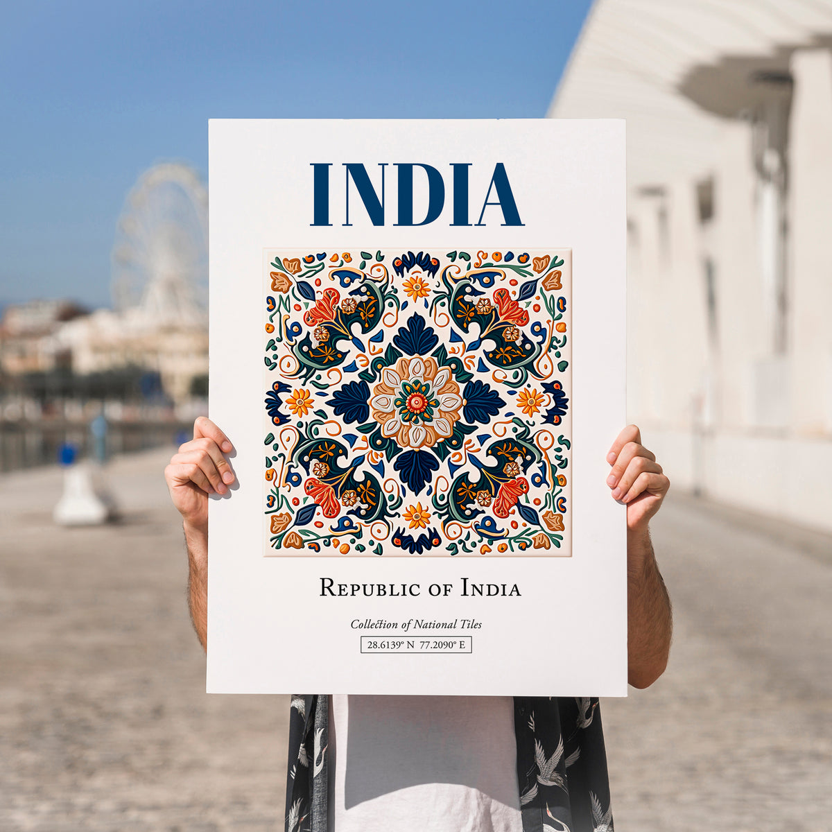 India, India – Travel Poster, no-text version framed in wood