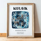 Keflavik, Iceland – Tourist Destination Poster, in wooden frame leaning on the floor