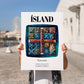Ísland, Iceland – World Heritage Travel Poster, no-text version framed in wood