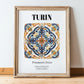 Turin, Italy – Travel Wall Decor, in wooden frame leaning on the floor