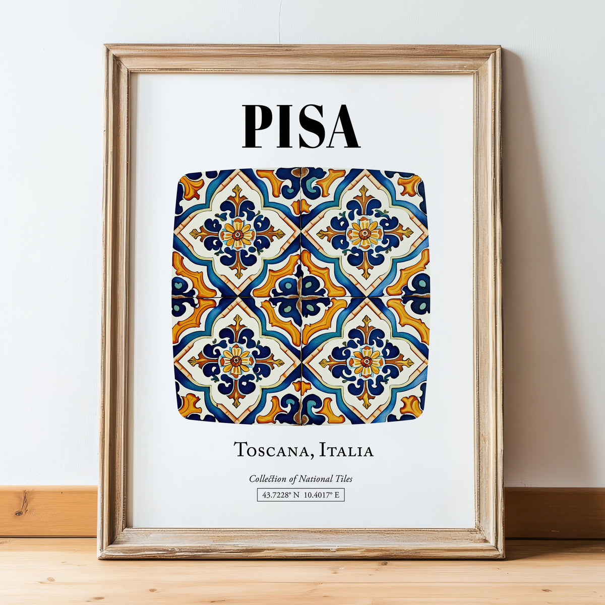 Pisa, Italy – Travel Print, in wooden frame leaning on the floor