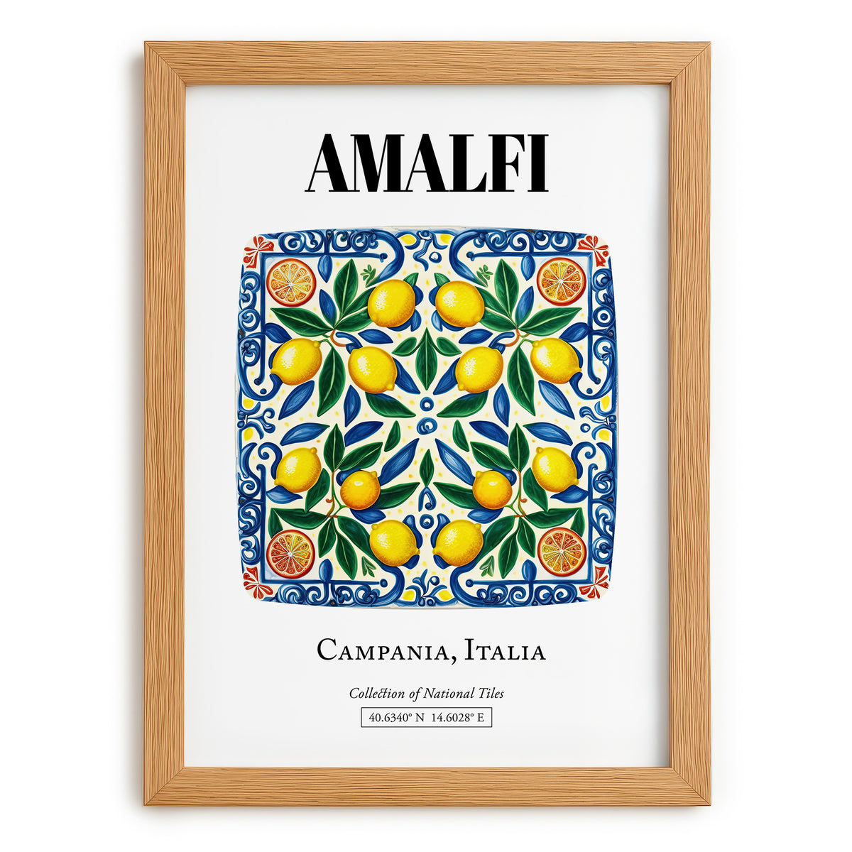 Amalfi, Italy – Travel Poster, set in oak frame