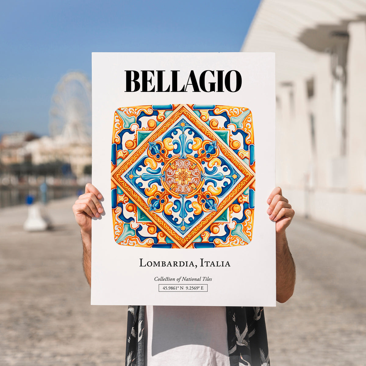 Bellagio, Italy – Vintage Travel Poster, no-text version framed in wood