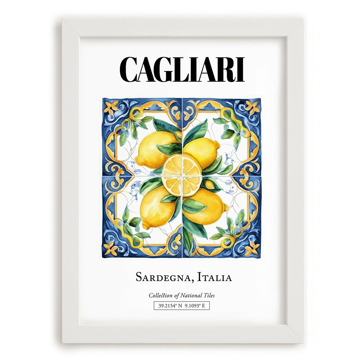 Cagliari, Italy – World Travel Art, placed in minimal white frame