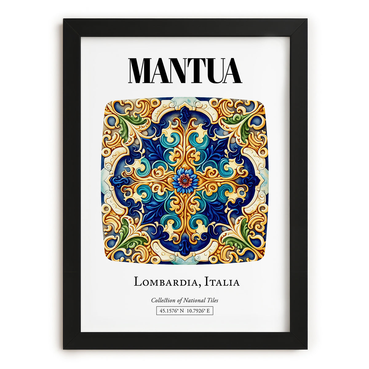 Mantua, Italy – Historic Cities Art Print, in sleek black frame