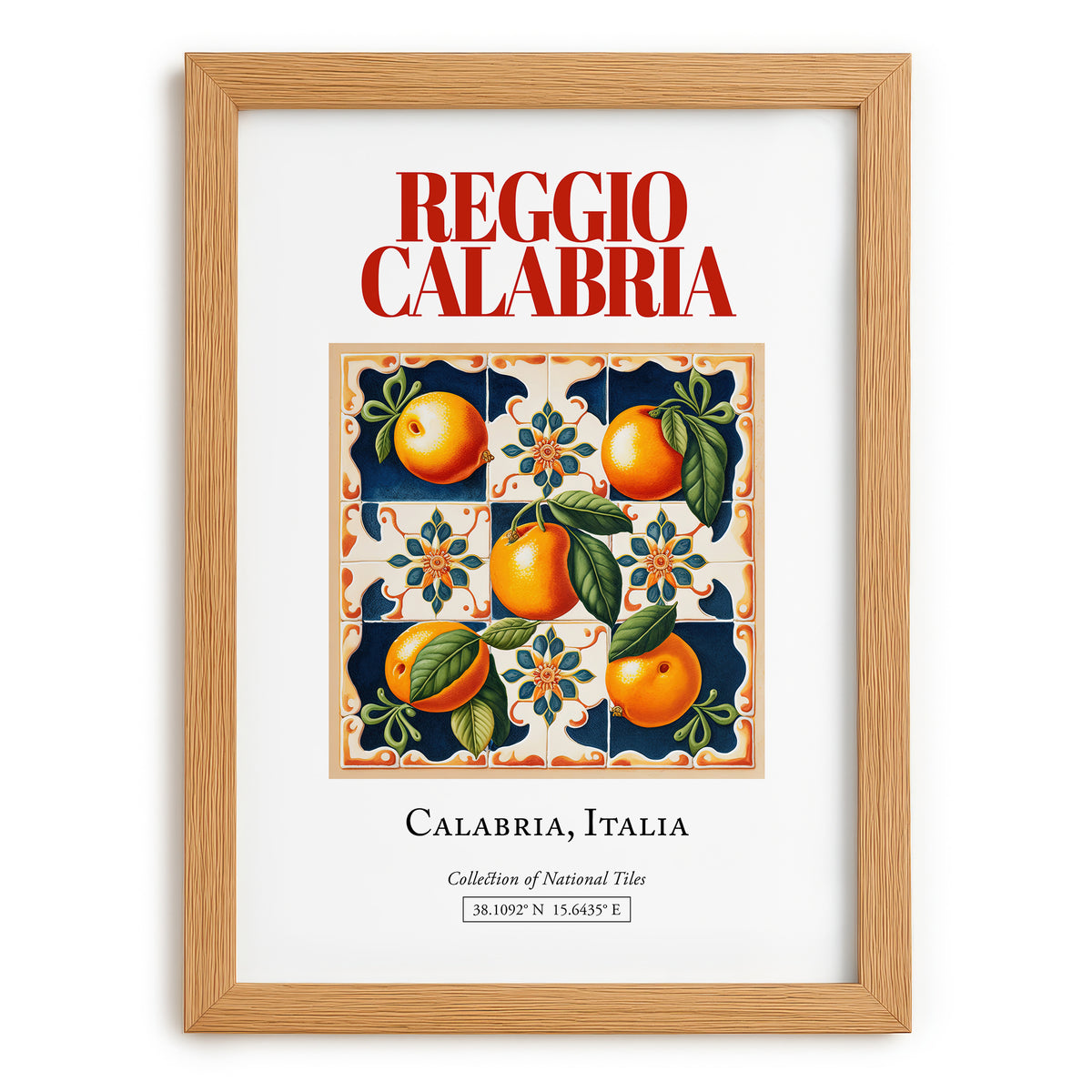 Reggio Calabria, Italy – Wanderlust-Inspired Poster, set in oak frame