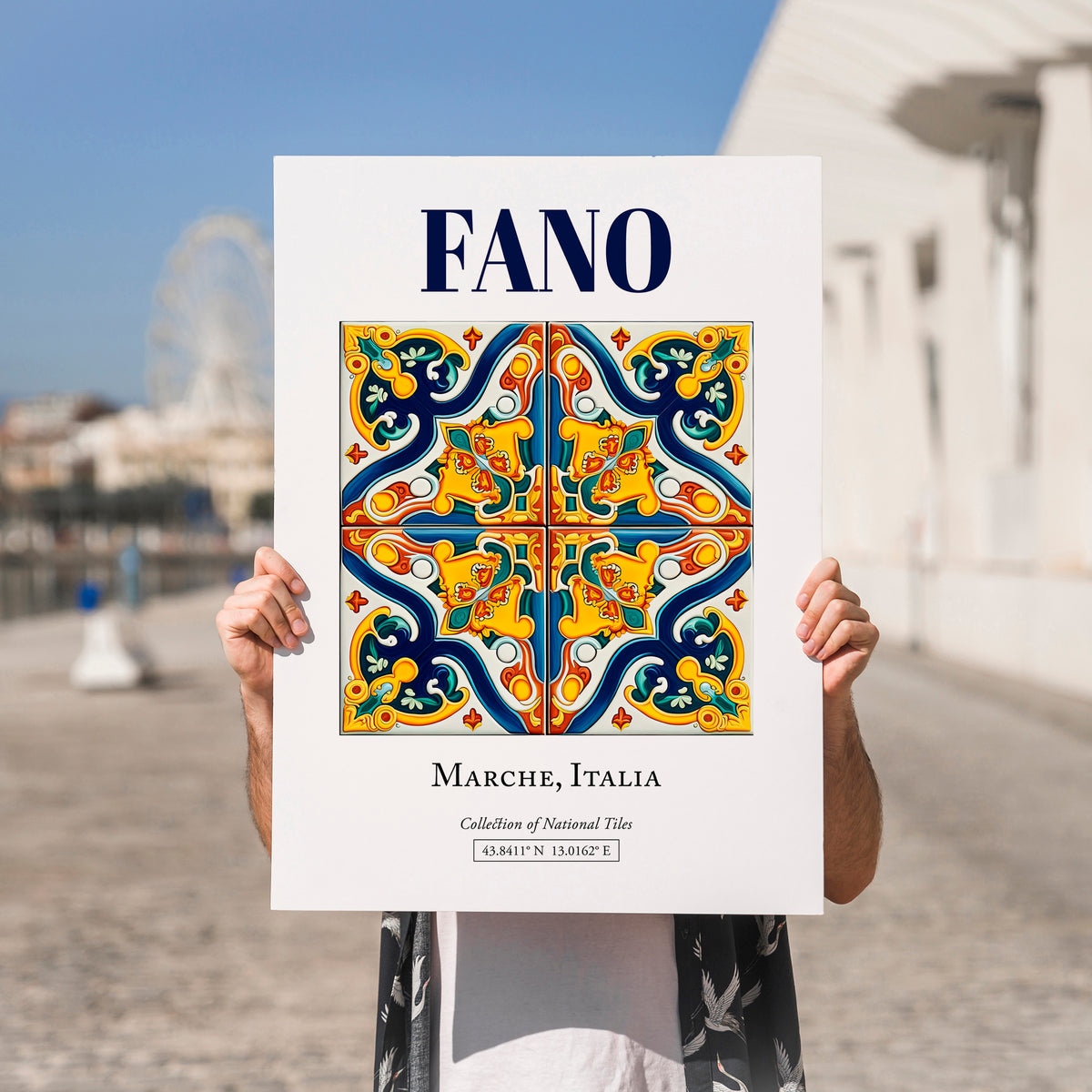 Fano, Italy – Travel Print, no-text version framed in wood