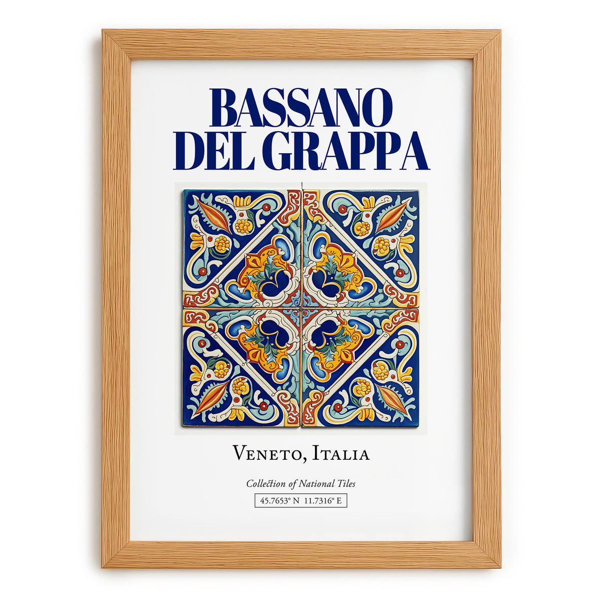Bassano del Grappa, Italy – Cultural Heritage Wall Art, set in oak frame