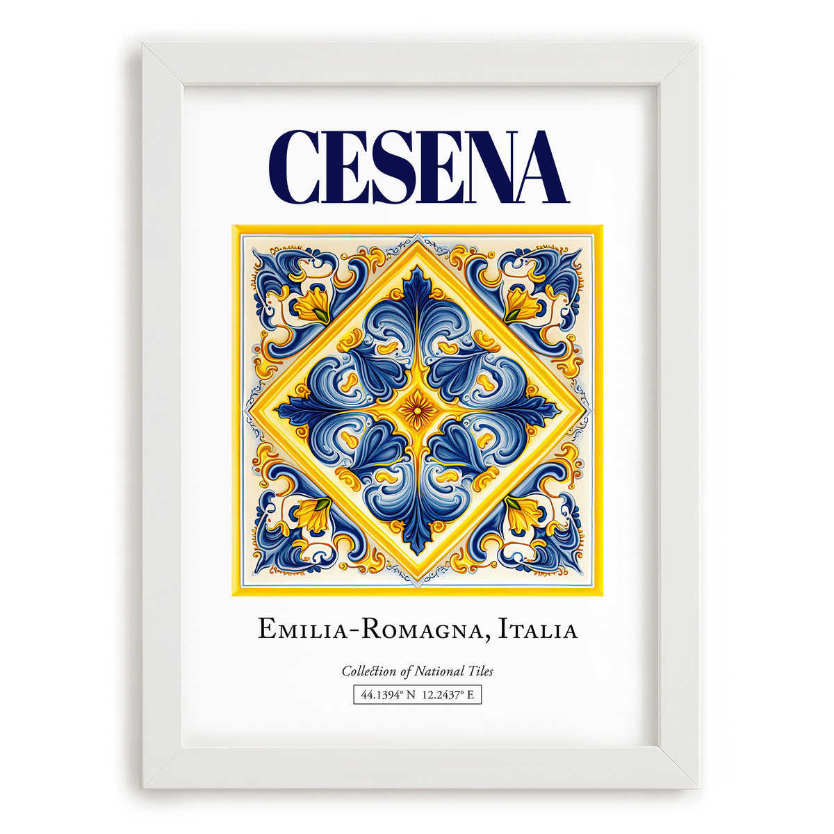 Cesena, Italy – Travel Poster, placed in minimal white frame