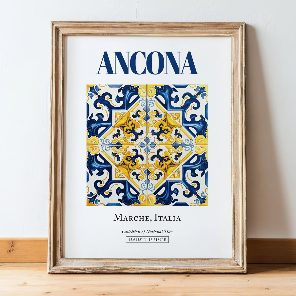 Ancona, Italy – Travel Print, in wooden frame leaning on the floor