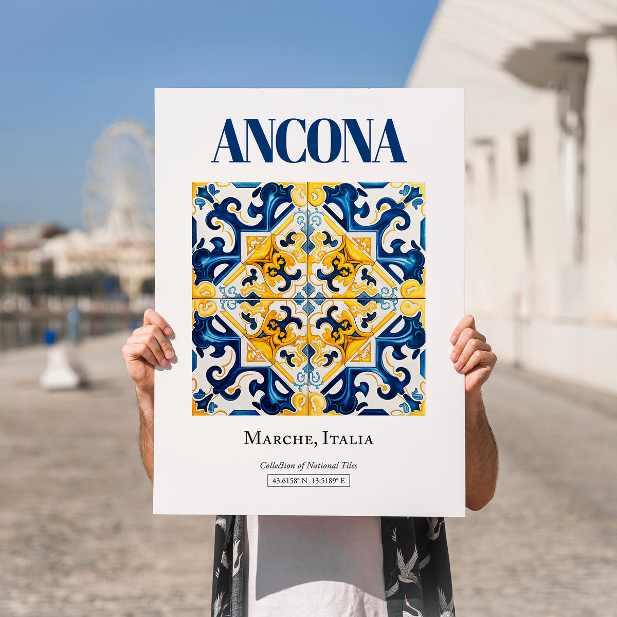 Ancona, Italy – Travel Print, no-text version framed in wood