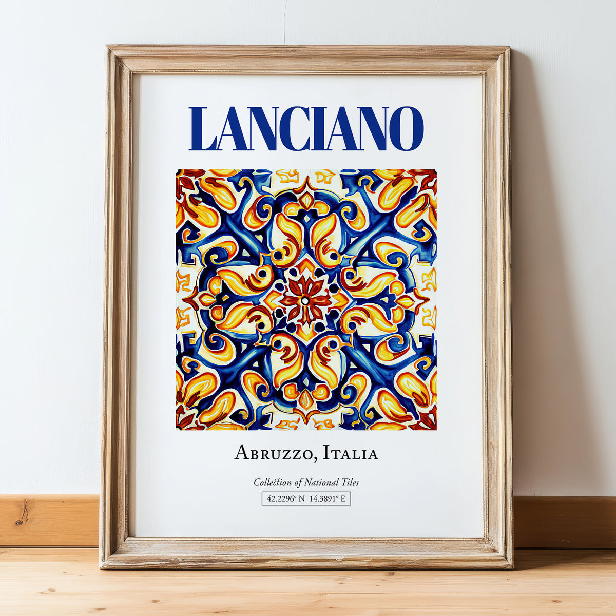 Lanciano, Italy – Tourist Destination Poster, in wooden frame leaning on the floor