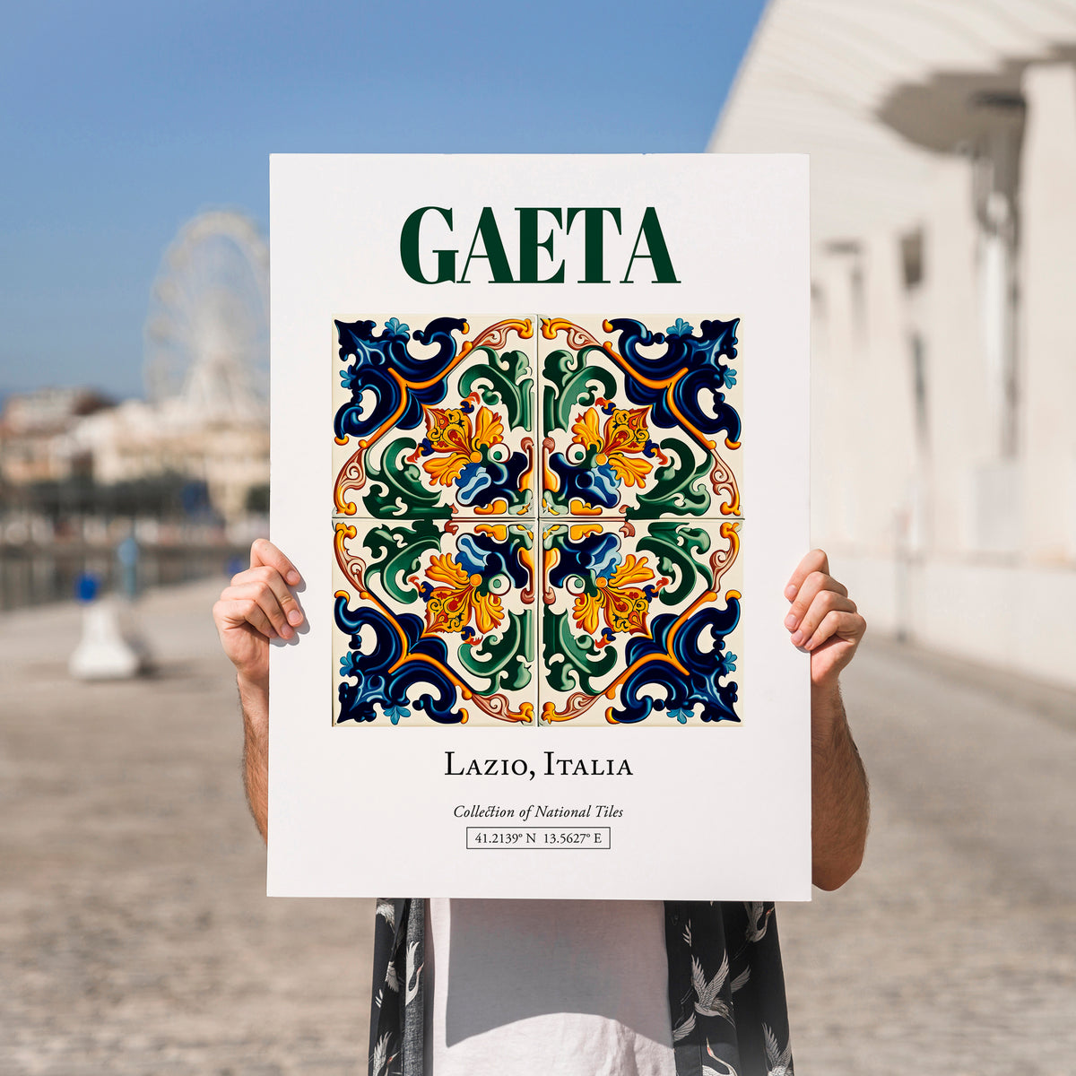 Gaeta, Italy – Vintage Travel Poster, no-text version framed in wood