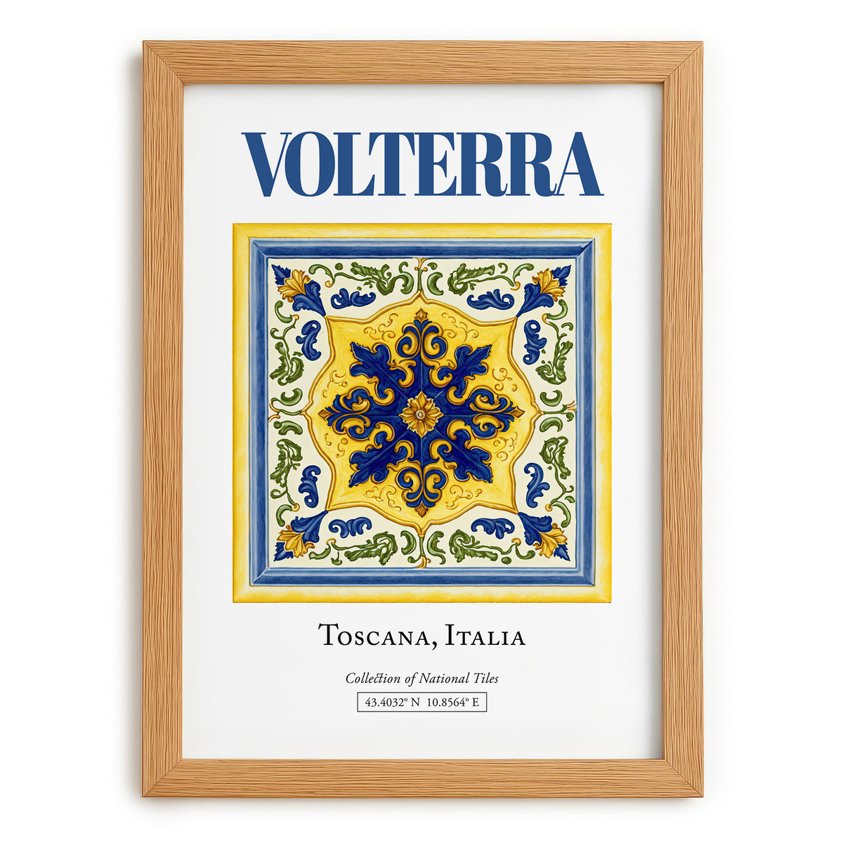 Volterra, Italy – Travel Print, set in oak frame