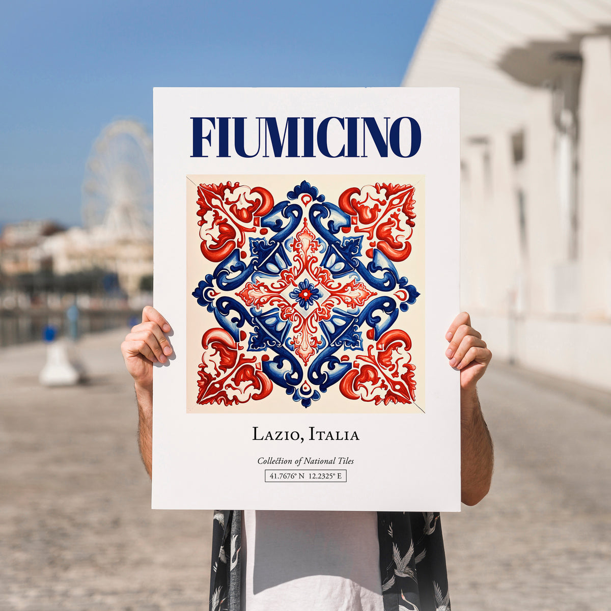 Fiumicino, Italy – Travel Wall Art, no-text version framed in wood