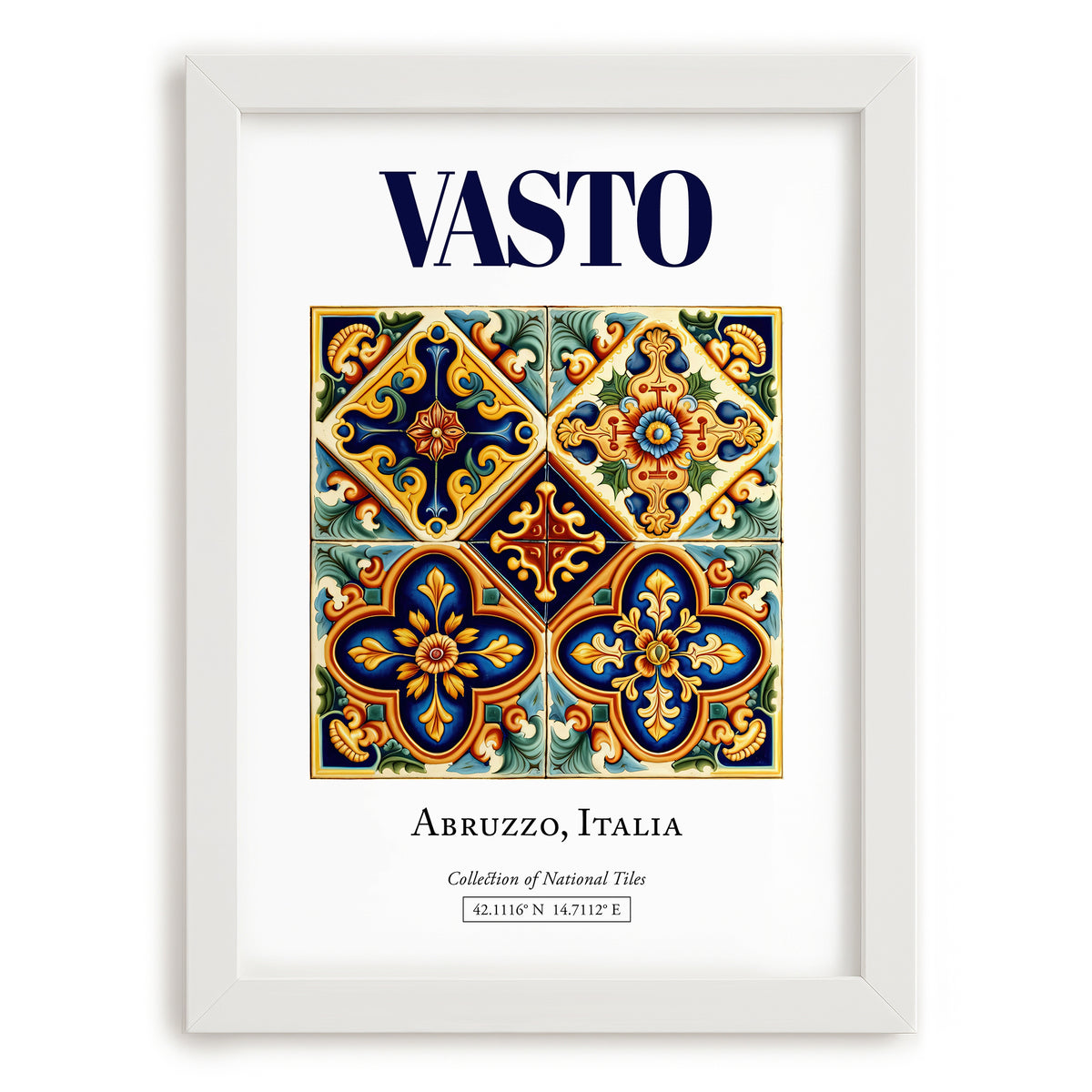 Vasto, Italy – Travel Print, placed in minimal white frame