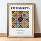 Caltanissetta, Italy – Illustrated Travel Poster, in wooden frame leaning on the floor