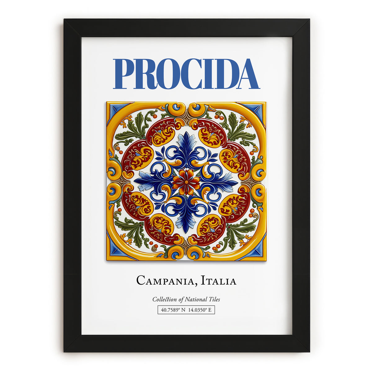 Procida, Italy – Travel Poster, in sleek black frame